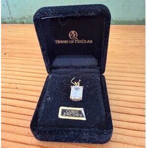 House of Nikolas Emerald Cut Cubic Zirconia Pendant Gold Tone Charm